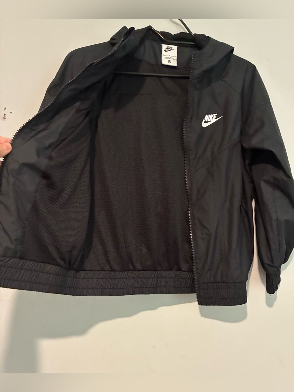 Nike Black Hooded Windbreaker Kids Size M - Picture 2 of 8